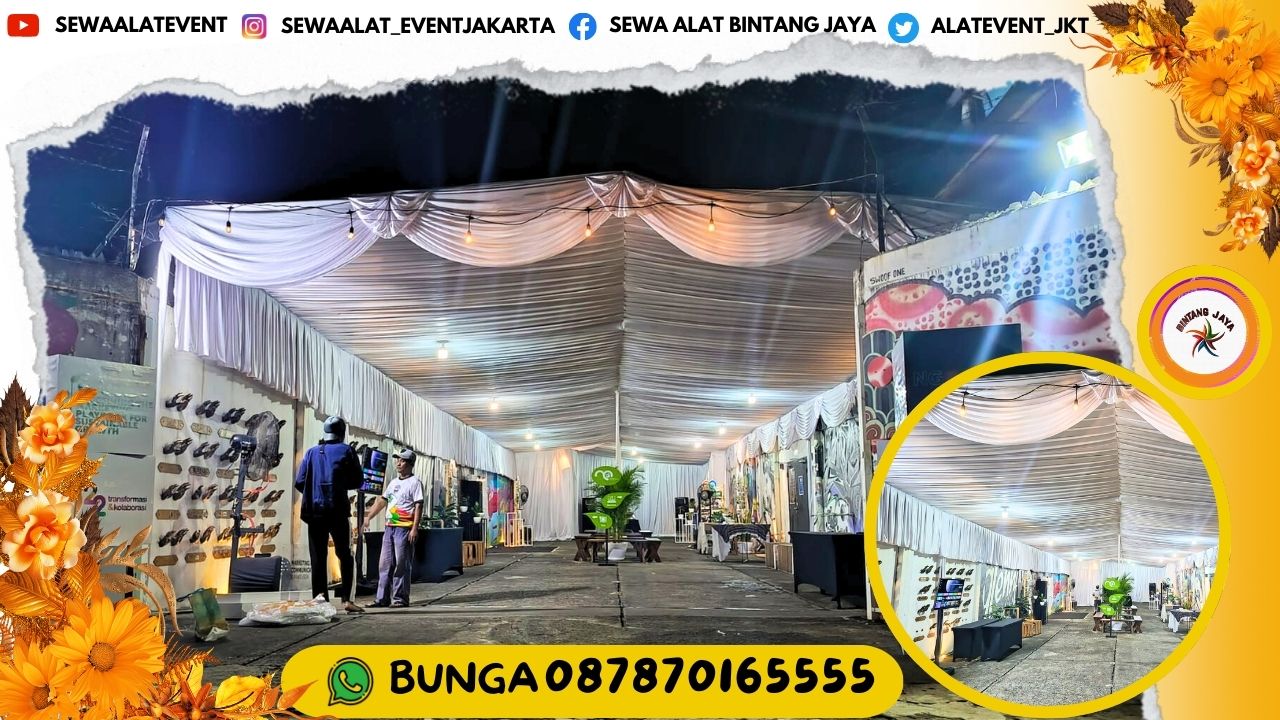 JASA SEWA TENDA DEKOR SERUT KURSI SARUNG HITAM MEJA DAN BACKDROP JAKARTA SIAP PASANG